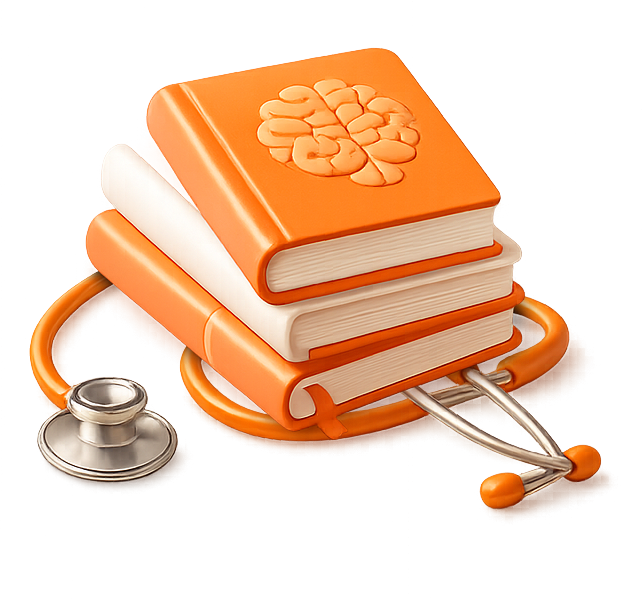 Medical books and stethoscope